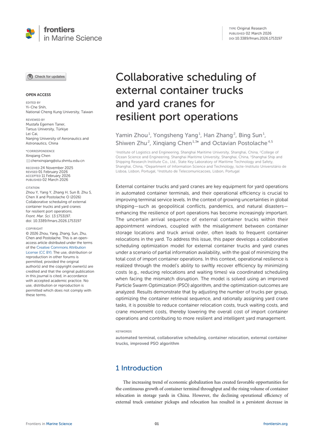 Collaborative Scheduling of External Container Trucks and Yard Cranes for Resilient Port Operations cover